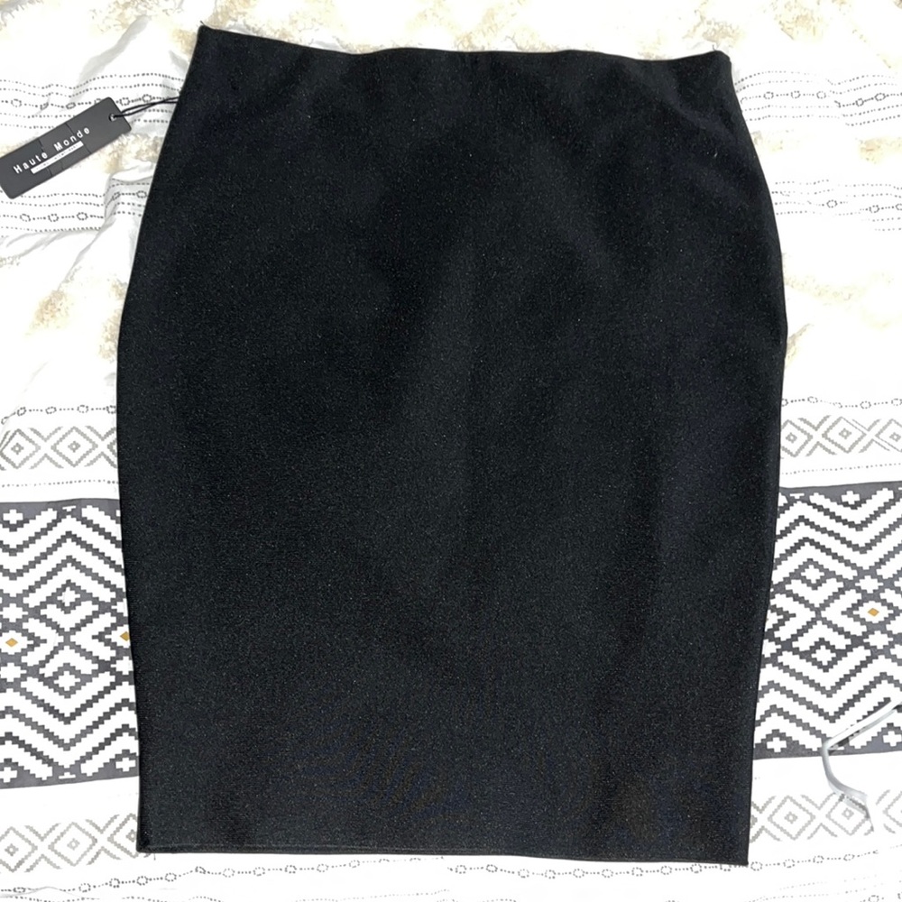 Black Bodycon Knee-length Pencil Skirt
